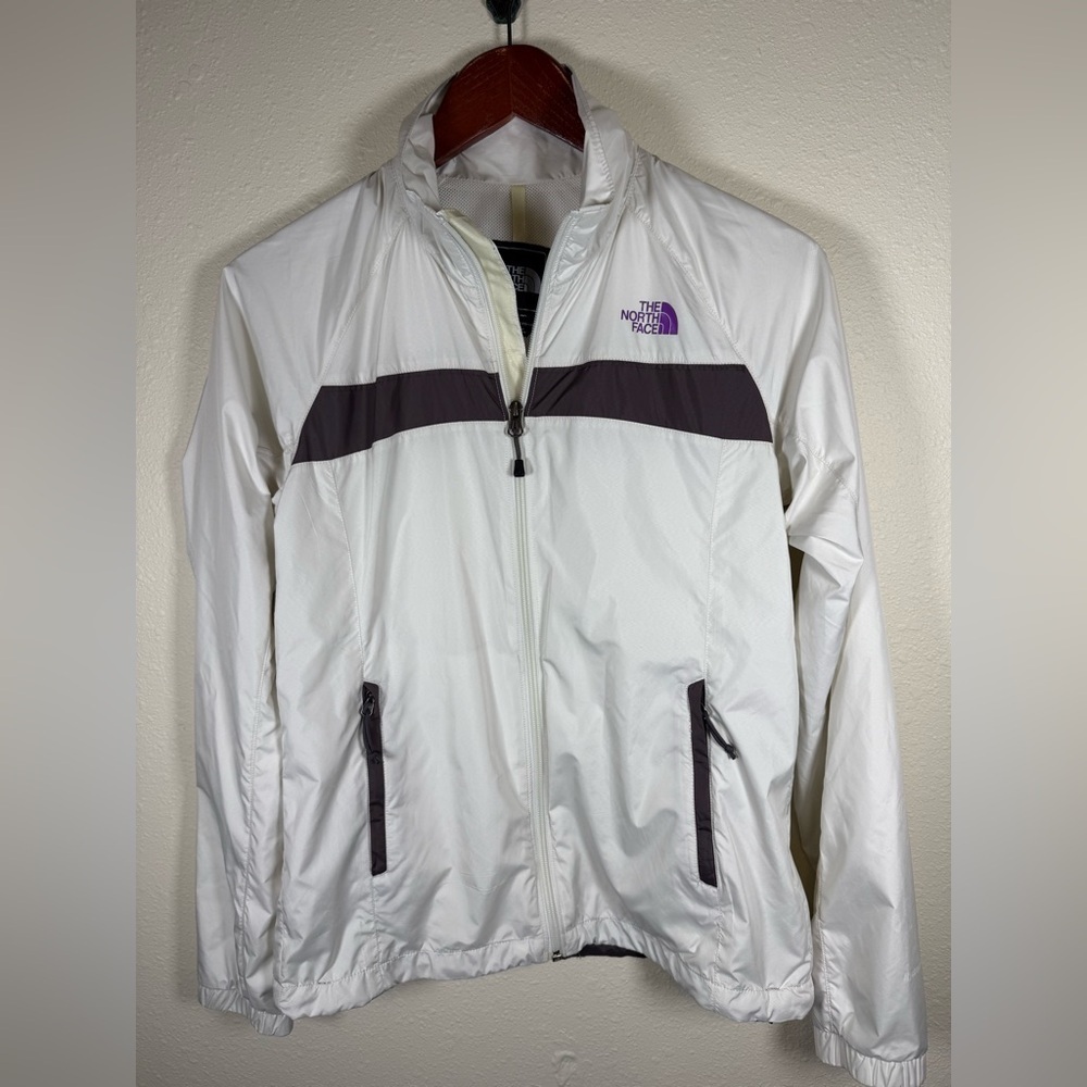 The North Face White And Purple Windbreaker Jacket Full Zip Women’s Small